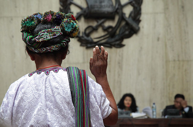 A witness testifies during Rios Montt's first genocide trial.Credit: Elena Hermosa/Trocair