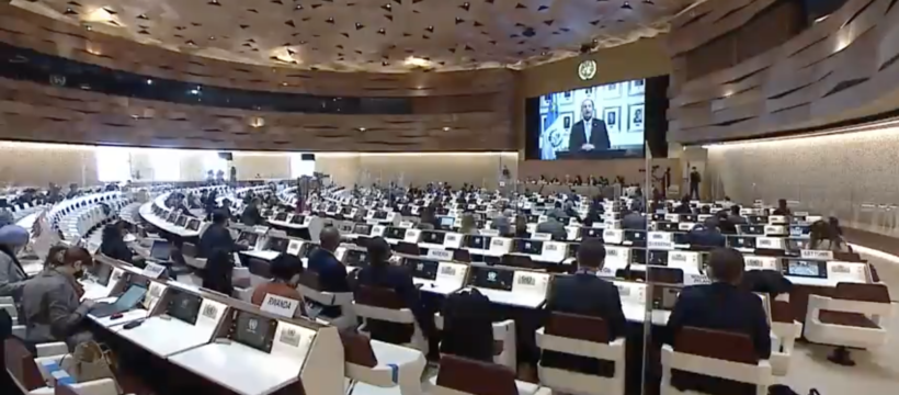 a photo of the UN Human Rights Council meeting on March 1, 2022