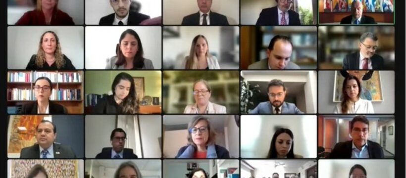 Images of Zoom participants in a hearing of the Inter-American Court of Human Rights