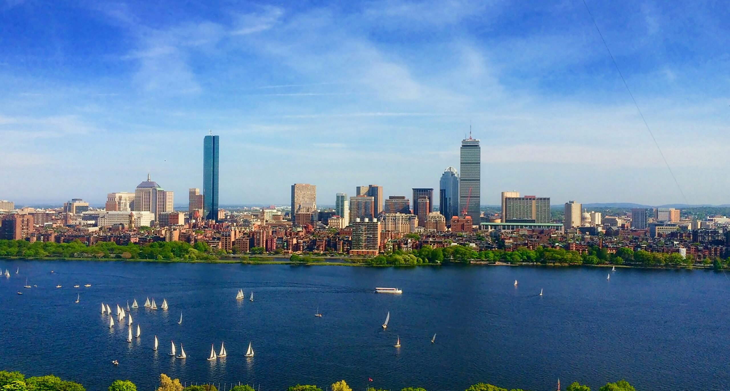 Boston skyline and river in daylight
