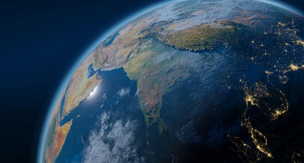 Abstract design of partial and colorful globe